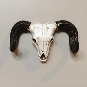 OnefunTech Ox Horn Skull Wall Hook,Creativity Vintage Polyresin Horn Wall Hanger Hooks for Clothes Hat Scarf Key Horns Hanger Rack Halloween Decoration