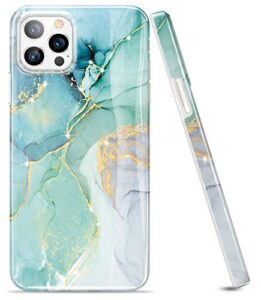 luolnh gold glitter sparkle case compatible with iphone 12 pro max case 6.7 inch marble design shockproof soft silicone rubber tpu bumper cover skin phone case-abstract mint
