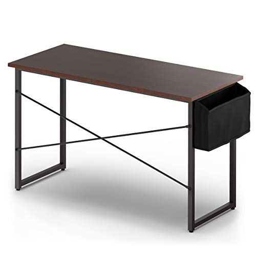 Tangkula Computer Desk with Storage Bag, Home Office Writing Study Desk, Modern Simple Style Laptop Table (40", Coffee)