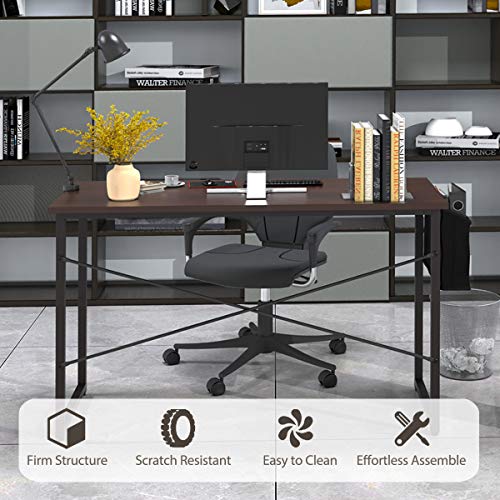 Tangkula Computer Desk with Storage Bag, Home Office Writing Study Desk, Modern Simple Style Laptop Table (40", Coffee)