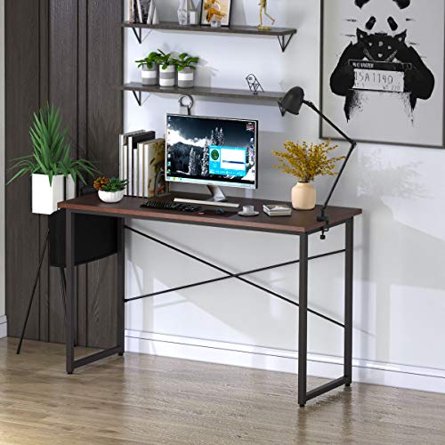 Tangkula Computer Desk with Storage Bag, Home Office Writing Study Desk, Modern Simple Style Laptop Table (40", Coffee)