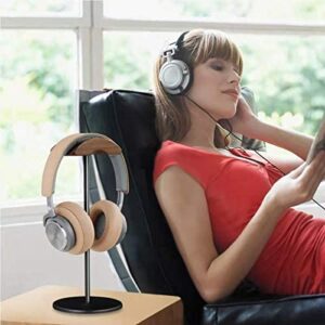 Headphone Stand Holder with Premium Walnut Wood Headrest,Headset Stand Hanger Hook for Desk with Solid Heavy Base for All Headphone Sizes