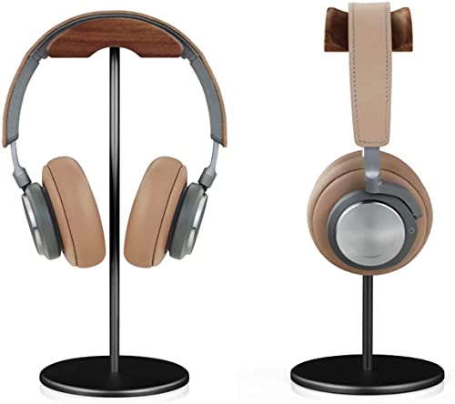 Headphone Stand Holder with Premium Walnut Wood Headrest,Headset Stand Hanger Hook for Desk with Solid Heavy Base for All Headphone Sizes