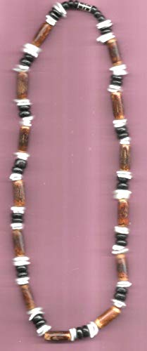 18" CLAM SHELL AND COCONUT TUBE NECKLACE- FOR TEEN AGES COLOR WHITE AND BROWN