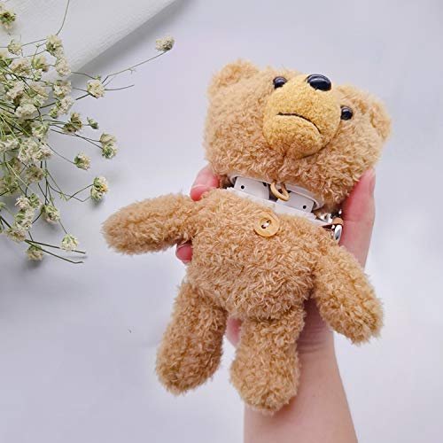 Guppy Compatible with AirPods Pro Furry Case Girls 3D Cartoon Cute Teddy Bear Doll Plush Fluffy Warm Carrying Case Soft Protective AirPods Pro Case Cover Accessories for AirPods Pro 2019 Light Brown