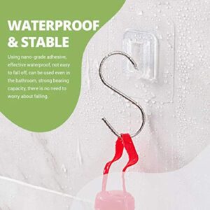 Double-Sided Adhesive Wall Hooks- Wall-Sticking Hooks Without Punching and Nails, Waterproof and Oil-Proof, Heavy-Duty Self-Adhesive Hooks for Bathroom and Kitchen, 12 per Bag