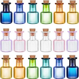 18 pieces colored tiny spell jars glass mini potion bottles with cork stoppers square cork bottles for party wedding diy decoration