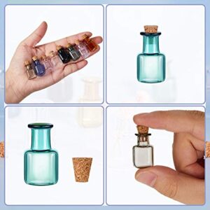 18 Pieces Colored Tiny Spell Jars Glass Mini Potion Bottles with Cork Stoppers Square Cork Bottles for Party Wedding DIY Decoration