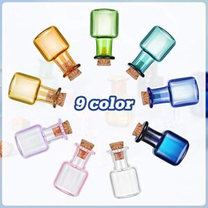 18 Pieces Colored Tiny Spell Jars Glass Mini Potion Bottles with Cork Stoppers Square Cork Bottles for Party Wedding DIY Decoration