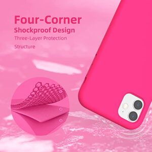 K TOMOTO Liquid Silicone Case Compatible with iPhone 11 (6.1"), Full Body Protection Gel Rubber Cover with Soft Microfiber Lining, Scratch Resistant Shockproof Protective Phone Case, Neon Pink