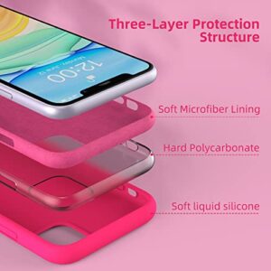 K TOMOTO Liquid Silicone Case Compatible with iPhone 11 (6.1"), Full Body Protection Gel Rubber Cover with Soft Microfiber Lining, Scratch Resistant Shockproof Protective Phone Case, Neon Pink