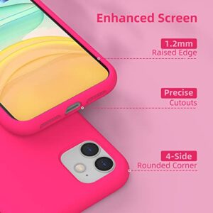 K TOMOTO Liquid Silicone Case Compatible with iPhone 11 (6.1"), Full Body Protection Gel Rubber Cover with Soft Microfiber Lining, Scratch Resistant Shockproof Protective Phone Case, Neon Pink