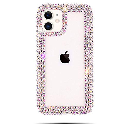 Bonitec Jesiya Compatible with iPhone 12 Case 3D Luxury Glitter Sparkle Bling Case Luxury Shiny Crystal Rhinestone Diamond Bumper Clear Protective Case Cover Clear for Women