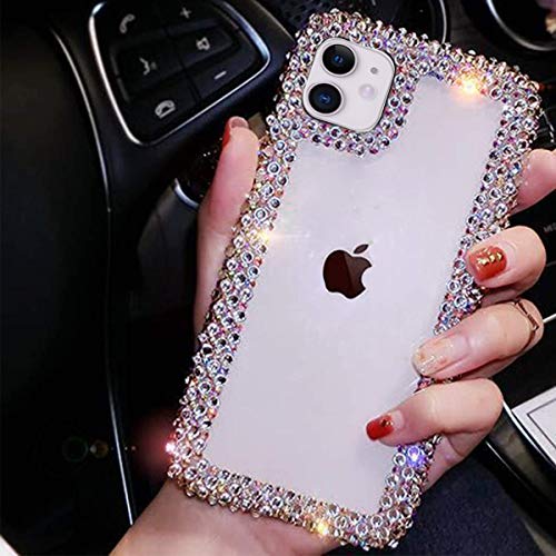 Bonitec Jesiya Compatible with iPhone 12 Case 3D Luxury Glitter Sparkle Bling Case Luxury Shiny Crystal Rhinestone Diamond Bumper Clear Protective Case Cover Clear for Women