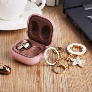 VISOOM Silicone Case Compatible with Samsung Galaxy Buds 2 Pro/Buds Live/Buds Pro-2022 Soft Carrying Case Protective Wireless Charging Cover Skin Accessories Keychain for Women&Girls (Rose Gold)