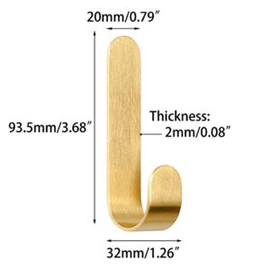 kaileyouxiangongsi Bathroom Towel Hook, Shower Kitchen Wall Hanging Hooks, No Drill,Brass, Adhesive Hooks, 2-Pack