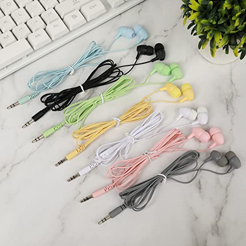 Kids Earbuds Bulk 30 Pack Macaron Colors Mixed, Wholesale Durable Earphones in-Ear Headphones Perfect for Schools Classrooms Students Teens Children Gift and Adult