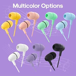 Kids Earbuds Bulk 30 Pack Macaron Colors Mixed, Wholesale Durable Earphones in-Ear Headphones Perfect for Schools Classrooms Students Teens Children Gift and Adult