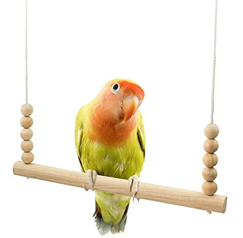 Backyard Barnyard Chicken Swing Handmade in USA!!! ! Toy for Coop (Round Bar) Natural Safe Large Wood Perch Ladder for Poultry Run Rooster Hens Chicks Pet Parrots Pollo Stress Relief for Birds