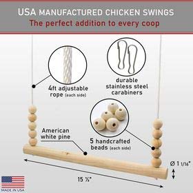 Backyard Barnyard Chicken Swing Handmade in USA!!! ! Toy for Coop (Round Bar) Natural Safe Large Wood Perch Ladder for Poultry Run Rooster Hens Chicks Pet Parrots Pollo Stress Relief for Birds