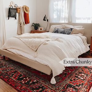 A1HC Chunky Knit Blanket, Organic Cotton, Couch Bed Soft Cotton Throw Blanket Large, 50x70 Inches