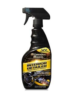 milwaukee muscle - auto car interior cleaner detailer spray - 24 fl oz - for cars, bikes, boats - cleaner and conditioner for leather, vinyl, plastics, screens - upholstery protectant detailing spray