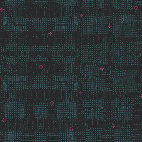 Art Gallery Fabrics Art Gallery Grid Evanescence Blackout Fabric, Black and Teal