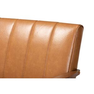 Baxton Studio Nikko Mid-century Modern Tan Faux Leather Upholstered and Walnut Brown finished Wood Loveseat