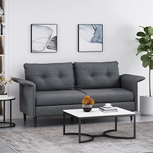 Christopher Knight Home Resaca 3 Seater Sofa, Charcoal + Dark Brown