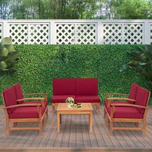 kinbor Outdoor Sofa Set Patio Furniture Set 7 Piece Wood Patio Set Outdoor Sectional Sofa Couch for Patio Deck