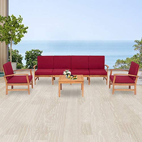 kinbor Outdoor Sofa Set Patio Furniture Set 7 Piece Wood Patio Set Outdoor Sectional Sofa Couch for Patio Deck