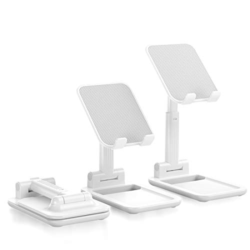 Beauty Nymph Cell Phone Tablet Stand Fully Foldable Adjustable Desktop Phone Holder Compatible with All Mobile Phones Tablet (White)