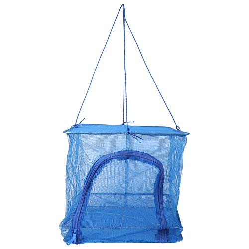 Cabilock Herb Drying Rack Net Dryer Layer Folding Hanging Basket Dryer Bag Collapsible Mesh Hanging Drying Net for Vegetable Flowers Plants 35X35X30cm (Blue)