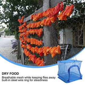 Cabilock Herb Drying Rack Net Dryer Layer Folding Hanging Basket Dryer Bag Collapsible Mesh Hanging Drying Net for Vegetable Flowers Plants 35X35X30cm (Blue)