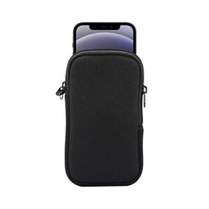 jlyifan neoprene cell phone sleeve, zip wallet pouch with neck strap for iphone 14 14 pro iphone 13 mini 13 pro iphone 12 12 pro 11 pro iphone se 2020 iphone x xs lg aristo 5 4 3 phoenix 5 4 (black)