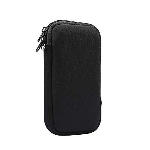 Jlyifan Neoprene Cell Phone Sleeve, Zip Wallet Pouch with Neck Strap for iPhone 14 14 Pro iPhone 13 Mini 13 Pro iPhone 12 12 Pro 11 Pro iPhone SE 2020 iPhone X XS LG Aristo 5 4 3 Phoenix 5 4 (Black)