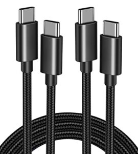 udaton usb c to usb c cable, usb c cable, 60w fast charging cable 2 pack 6ft, durable long nylon braided lightning android charger cable compatible with samsung s21 s20, macbook, ipad, switch, black