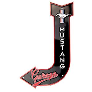 hangtime mustang garage sign, vintage metal automotive wall art decor, 11.5 in. x 17.5 in, man cave stuff for men