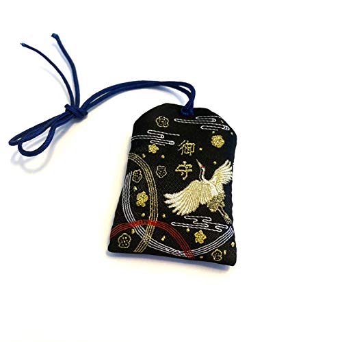 Japanese Omamori - 10 Styles of Good Luck Charms for Health/Career/Education/Love/Safety/Wealth (Win Everything - Black with Birds)