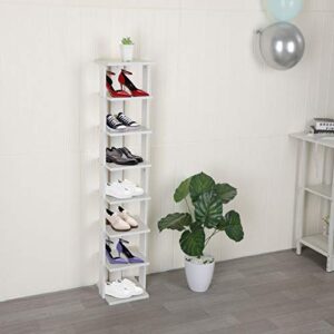 MorNon 7-Tier Shoe Rack，Shoe Storage Tower Modern White Wooden Shoe Shelves for Bedroom Living Room Saving Space (White)