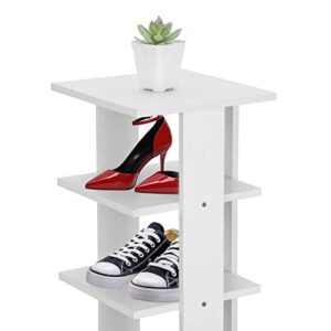 MorNon 7-Tier Shoe Rack，Shoe Storage Tower Modern White Wooden Shoe Shelves for Bedroom Living Room Saving Space (White)