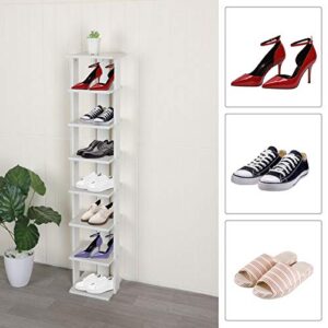 MorNon 7-Tier Shoe Rack，Shoe Storage Tower Modern White Wooden Shoe Shelves for Bedroom Living Room Saving Space (White)