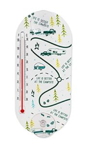 unknown 53367 life is better at the campsite window thermometer rv map design - displays both fahrenheit and celsius temperatures - allows for easy mounting to any glass surface