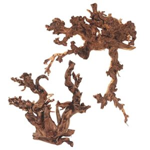 pinvnby natural large driftwood for aquarium decorations assorted branches dearded dragon tank accessories terrarium decor 2 pack