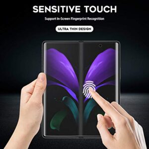 (2 Sets 4 Packs) Orzero Compatible for Samsung Galaxy Z Fold 2 5G (Not for Z Fold 3), 2 Pack Soft TPU Front Screen Protector and 2 Pack Inside Screen Protector (Not Glass), High Definition Bubble-Free (Lifetime Replacement)