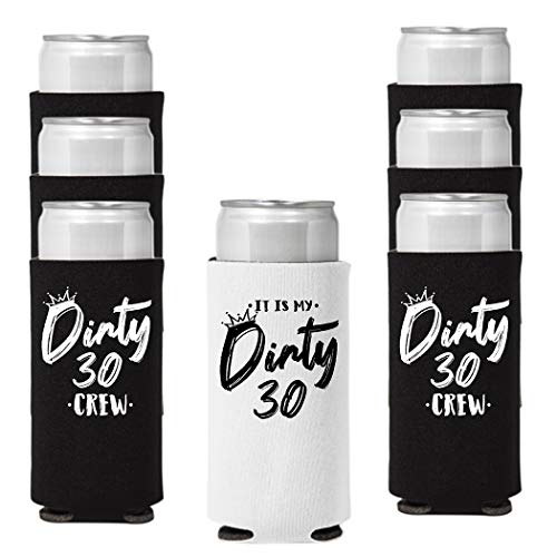 Veracco It Is My Dirty 30 Years Thirth Birthday Gift For Dirty Thirty Party Favors Decorations Slim Can Coolie Holder (Black/White, 12)