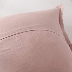 meadow park Stone Washed French Linen European Pillow Shams, Set of 2 Pieces, 26 inches x 26 inches Square Euro Sham, Super Soft, 1 inches Flange, Blush Color