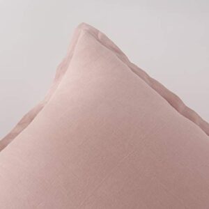 meadow park Stone Washed French Linen European Pillow Shams, Set of 2 Pieces, 26 inches x 26 inches Square Euro Sham, Super Soft, 1 inches Flange, Blush Color