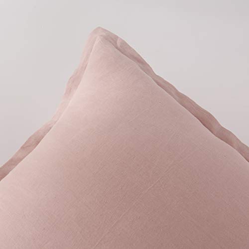 meadow park Stone Washed French Linen European Pillow Shams, Set of 2 Pieces, 26 inches x 26 inches Square Euro Sham, Super Soft, 1 inches Flange, Blush Color