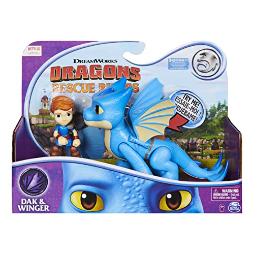 Dreamworks Dragons Rescue Riders, Winger and Dak, Dragon and Viking Figures with Sounds and Phrases